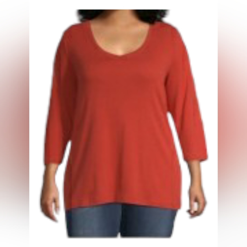 Womens sz 1x Essential tee st. John's bay 3/4" Sleeve Orange Nwtgs shirt top